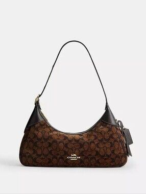 *NWOT*Coach ELLA small Signature Chenille Shoulder Bag Gold Truffle CDV37 🍁🎃🌙